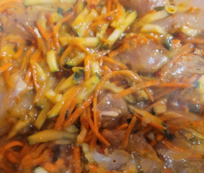 Wok de poulet marinés tandoori aux légumes - environ 300g