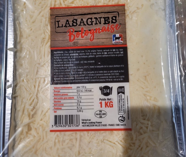 Lasagne de Boeuf Française - 1kg